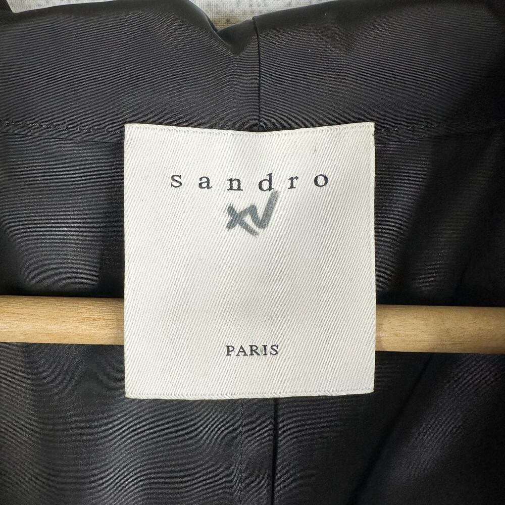 Sandro Paris Size 36 Small World Lovers Black Shell Mario Jacket Black - Picture 10 of 12